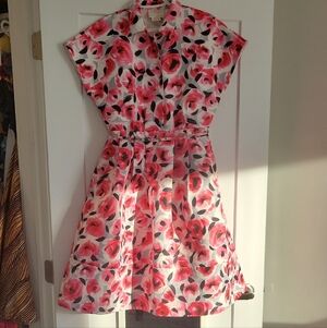 kate spade Pink and Black Floral Blouse